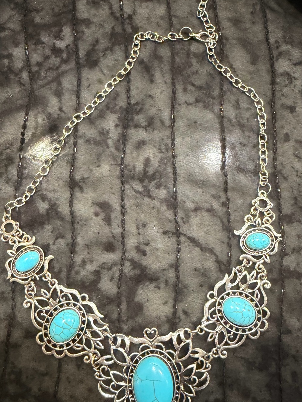 Silver-Tone Turquoise Statement Necklace - Women Jewelry